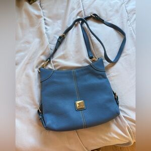 Dooney & Bourke Blue Shoulder Bag with Gold Accents